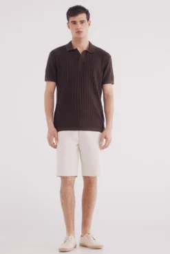 Bermuda espiga algodão slim fit