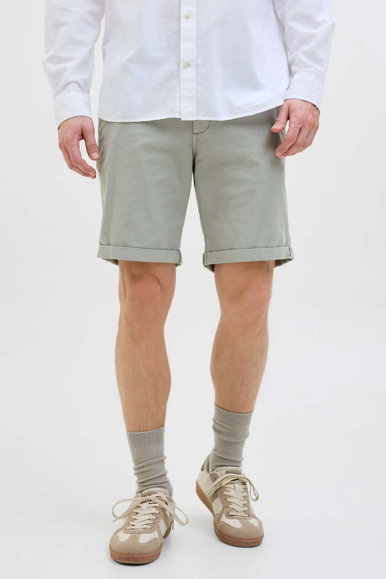 Bermuda estilo calças chino de regular fit