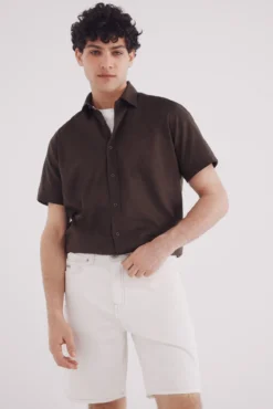 Bermuda jeans branca lavada regular fit