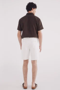 Bermuda jeans branca lavada regular fit