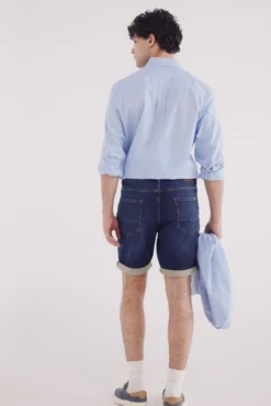 Bermuda jeans em denim escura slim fit