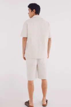 Bermudas de algodão seersucker com ajuste relaxado