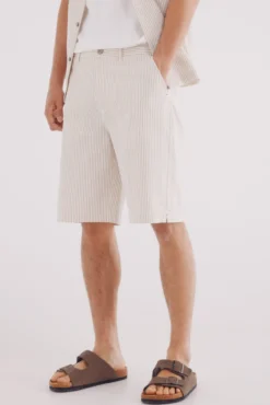 Bermudas de algodão seersucker com ajuste relaxado