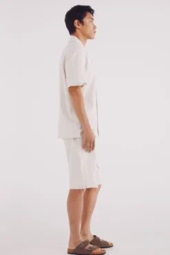 Bermudas de algodão seersucker com ajuste relaxado