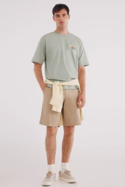 Bermudas de popelina com ajuste confortável