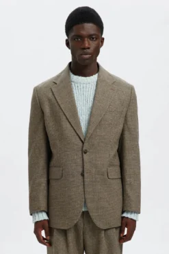 Blazer de lã aos quadrados