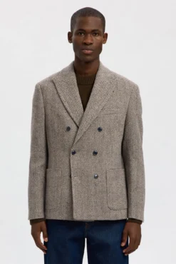 Blazer de lã trespassado