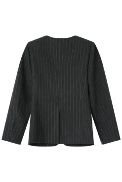 Blazer gola em mistura de lã riscas
