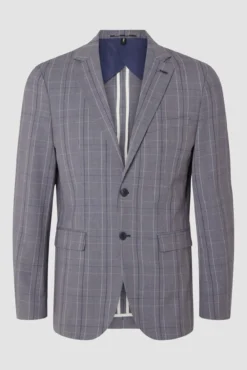 Blazer Slim Fit de xadrez com bolsos
