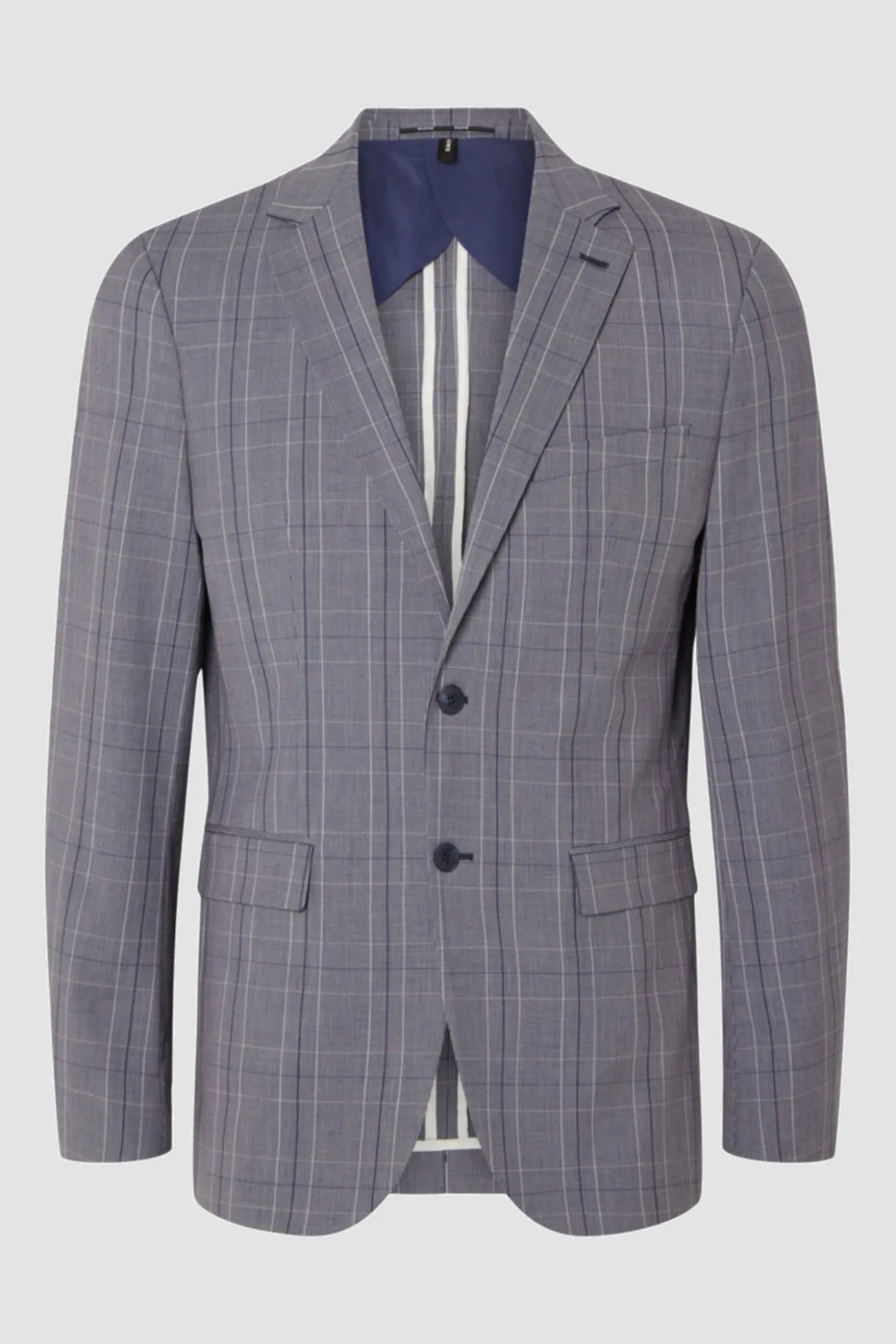 Blazer Slim Fit de xadrez com bolsos
