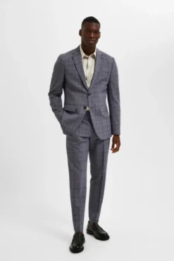 Blazer Slim Fit de xadrez com bolsos