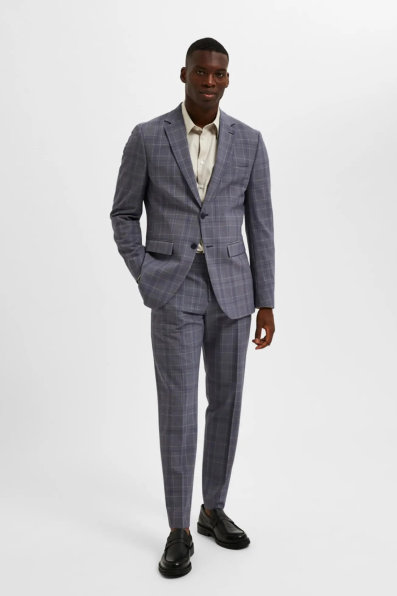 Blazer Slim Fit de xadrez com bolsos