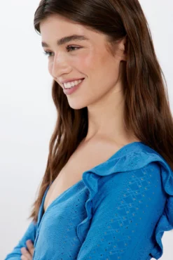 Blusa Botões Folhos