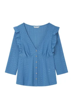 Blusa Botões Folhos