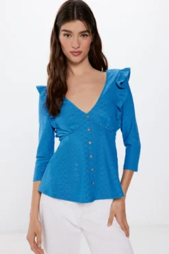 Blusa Botões Folhos