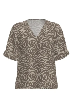 Blusa com mangas de folhos