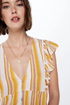 Blusa Crepe Folhos Riscas