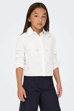 Blusa curta de manga comprida com detalhe de brilho