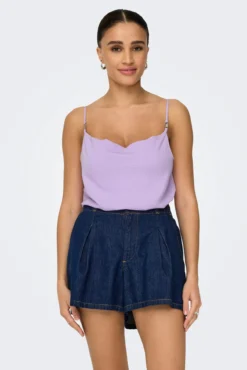 Blusa de alças com decote drapeado
