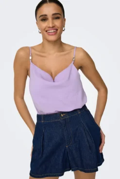 Blusa de alças com decote drapeado