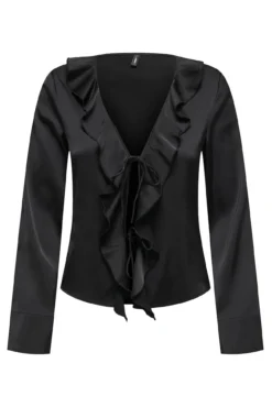 Blusa de cetim com folho