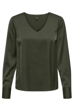 Blusa de cetim de manga manga