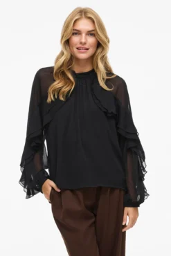 Blusa de chiffon com babados