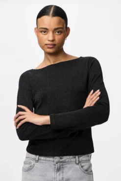 Blusa de lurex de manga comprida