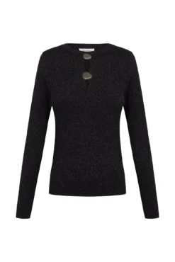 Blusa de malha brilhante com aberturas