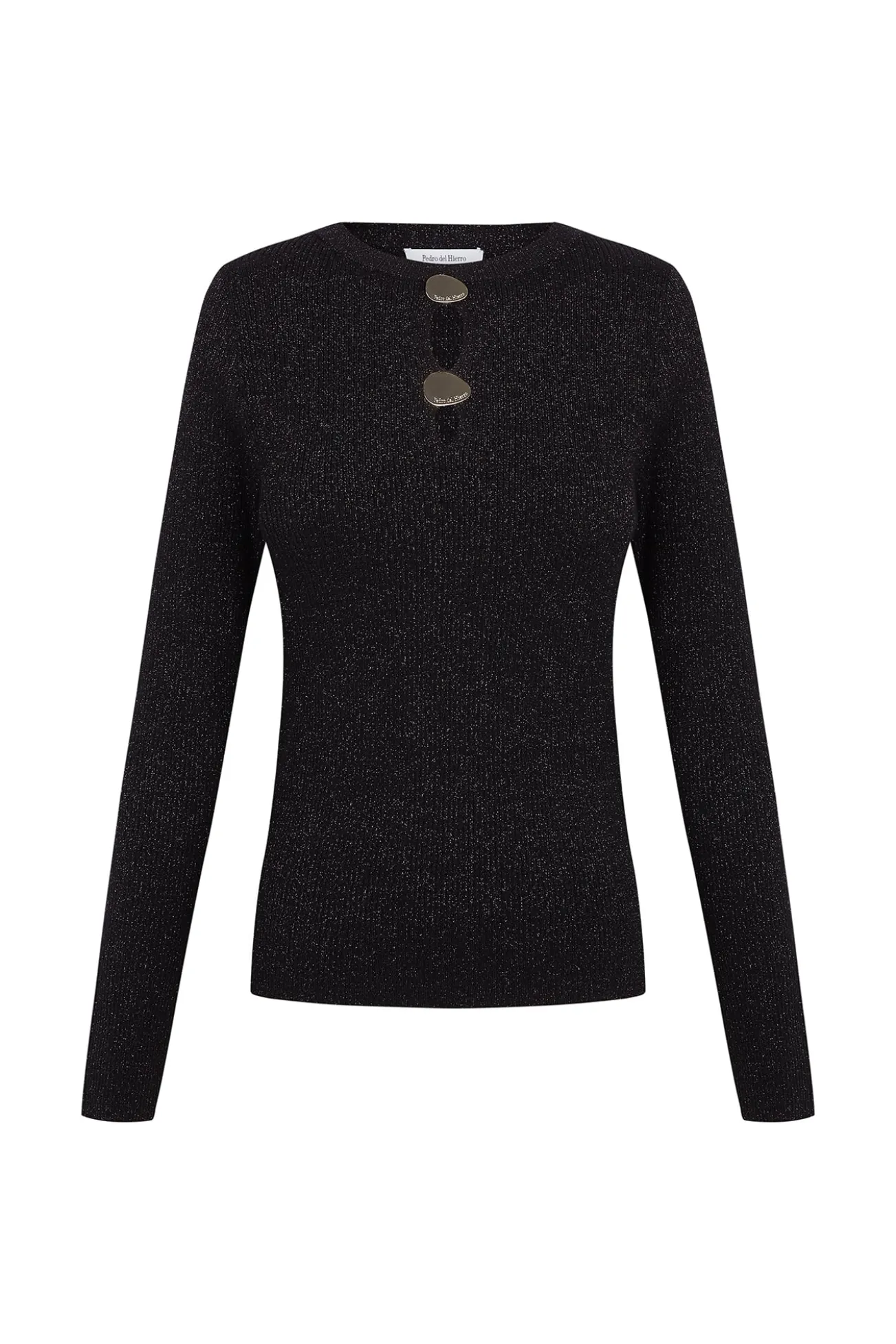 Blusa de malha brilhante com aberturas