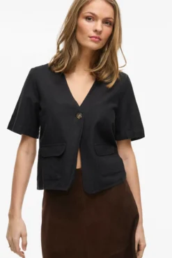 Blusa de manga curta com botões