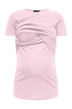 Blusa de manga curta com gola redonda para maternity e amamentação