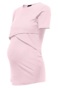 Blusa de manga curta com gola redonda para maternity e amamentação