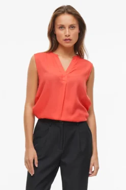 Blusa de viscose mangas com gola mao