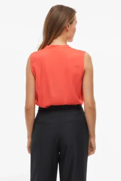 Blusa de viscose mangas com gola mao