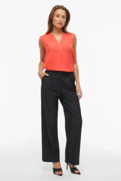 Blusa de viscose mangas com gola mao