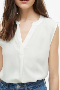 Blusa de viscose mangas com gola mao