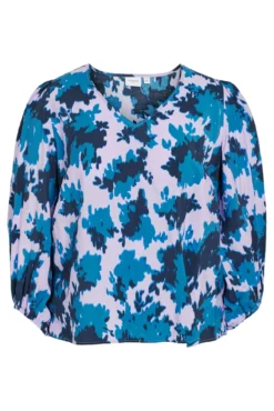 Blusa estampada manga comprida curvilínea