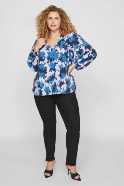 Blusa estampada manga comprida curvilínea