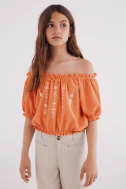 Blusa franzida para meninas