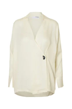 Blusa gola V com detalhe metálico