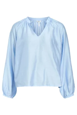 Blusa larga com gola em bico