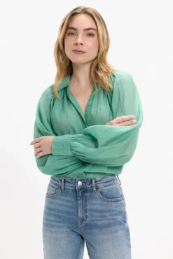 Blusa manga comprida abalonada