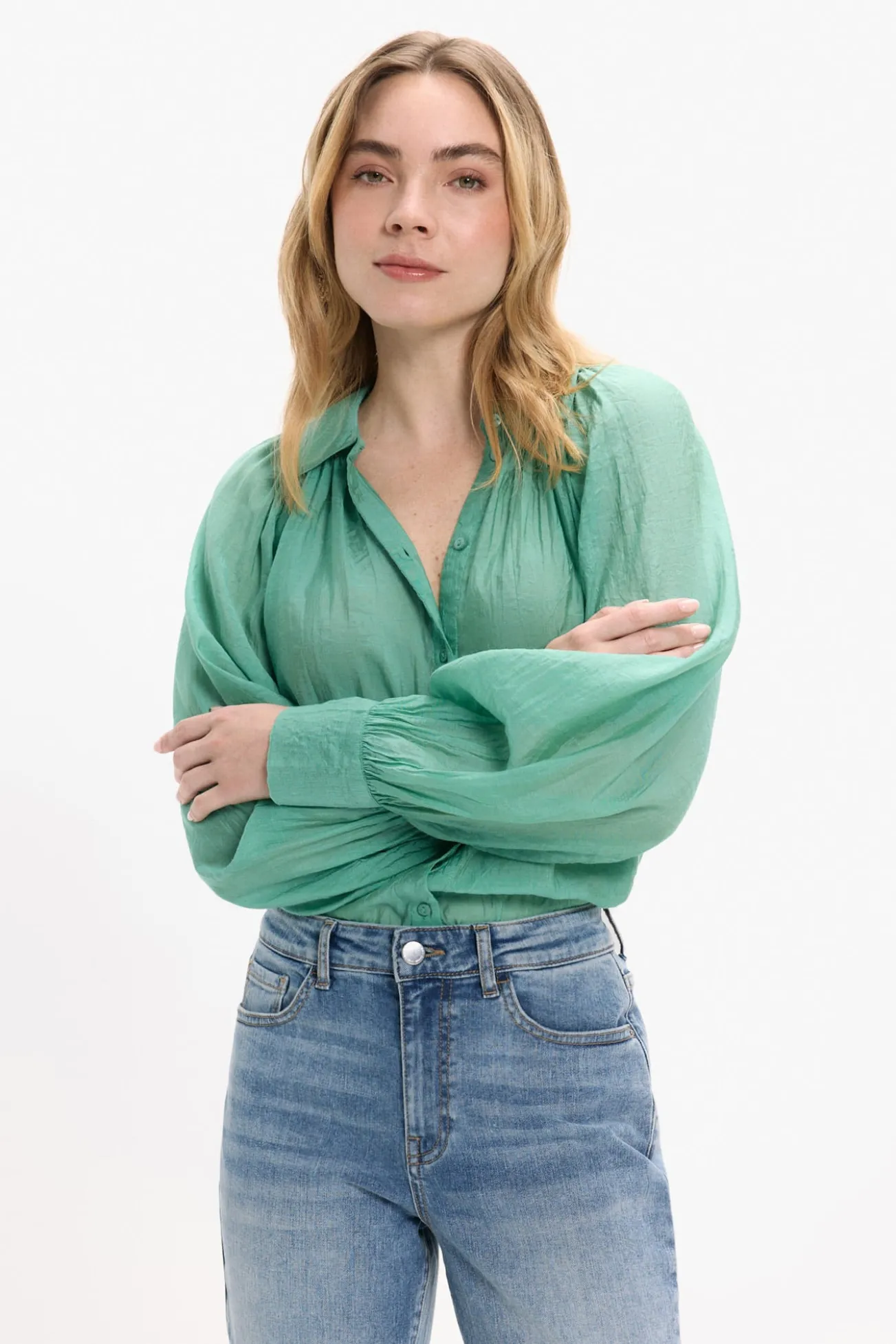 Blusa manga comprida abalonada