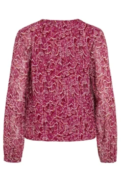 Blusa manga longa com estampa de lurex