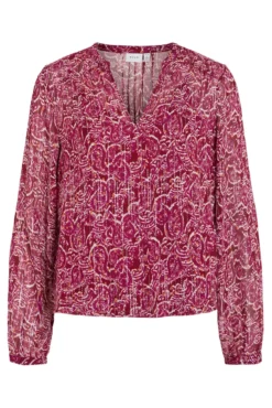 Blusa manga longa com estampa de lurex