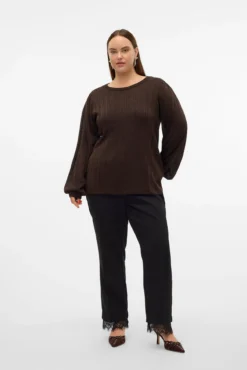 Blusa plus size manga comprida com lurex