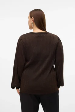 Blusa plus size manga comprida com lurex