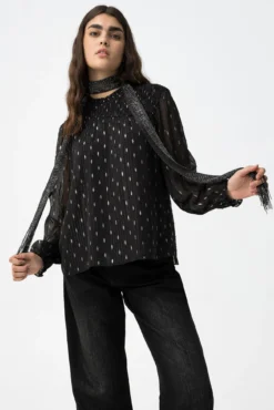 Blusa Semitransparente Drapeada