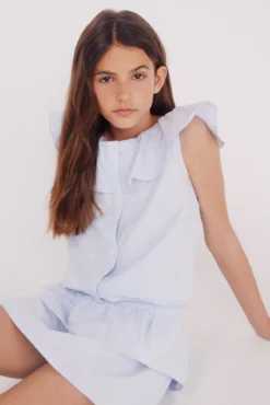 Blusa às riscas oxford de menina
